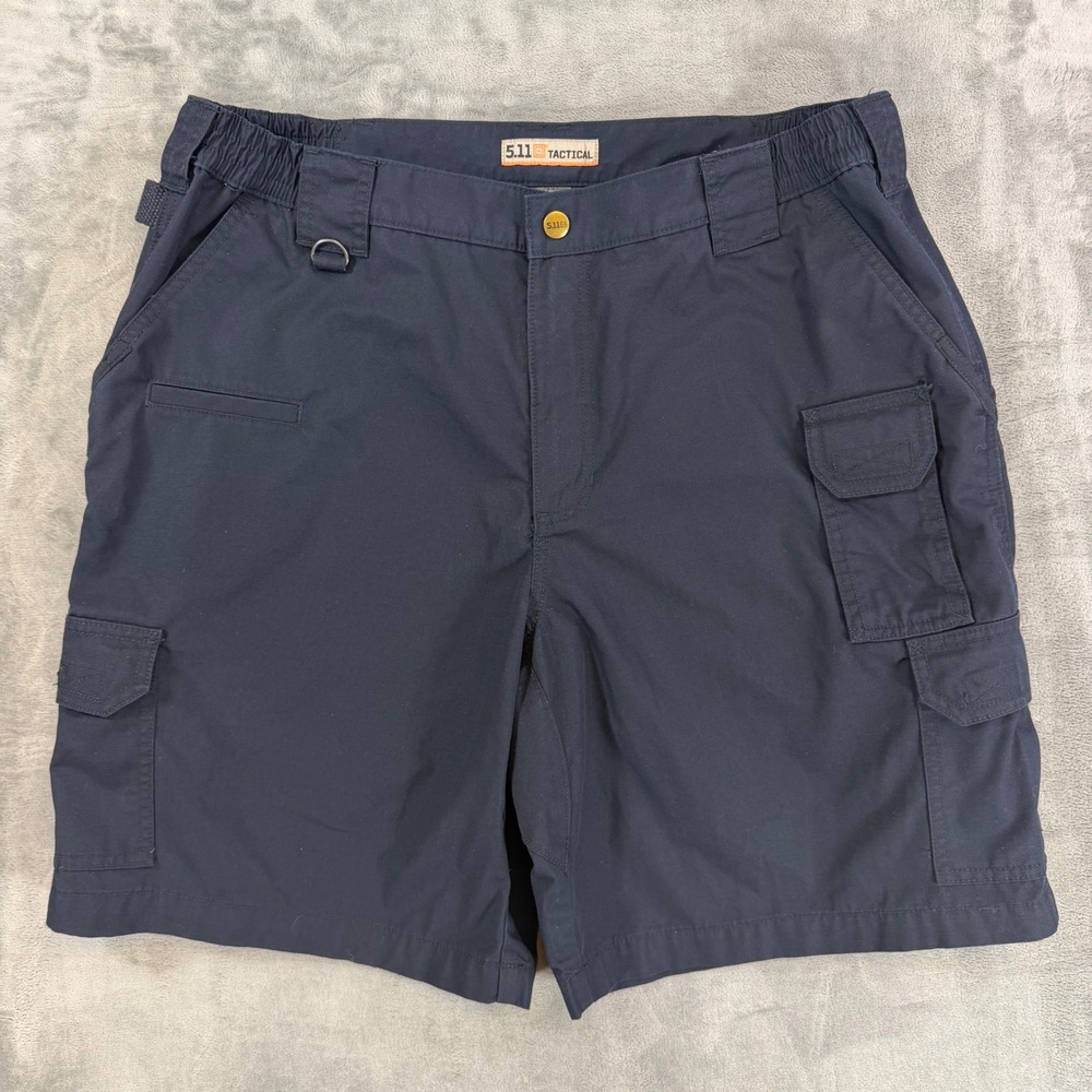 5.11 Tactical Ripstop Cargo Shorts Mens Size 38 Navy Blue Elastic Waist Workwear